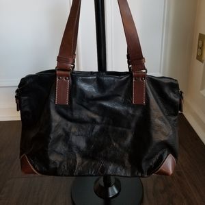 Vintage Francesco Biasia Black Leather Tote Bag